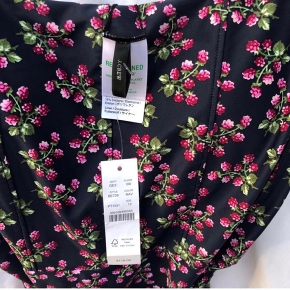 J.CREW | NWT TOPSTITCHED TIE WAIST ONE PIECE IN TWILIGHT BERRY SIZE 12 - Picture 7 of 11